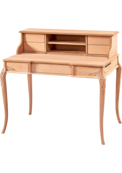 Brooke Ipek Oymalı 110 cm Raflı Çalışma Masası Cilasız