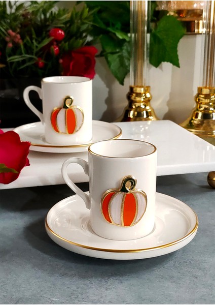 Elegant Pumpkin 4 Parça 2 Kişilik Kahve Fincanı