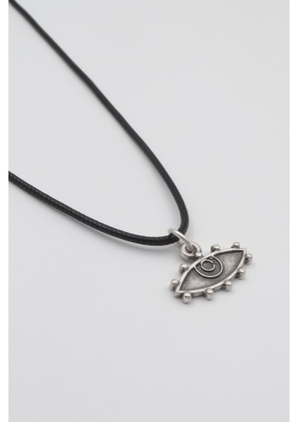 Bohem Koruyucu Göz Siyah Deri İp Kolye - Antik Gümüş Kaplama - Kadın Erkek - 60 cm fiyatları