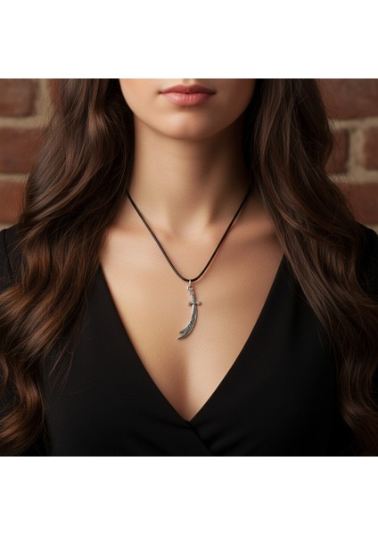 Zülfikar Ya Ali Kılıcı Gümüş Kaplama Deri İp Kolye fiyatları