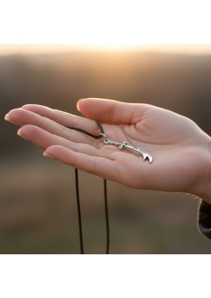 Zülfikar Ya Ali Kılıcı Gümüş Kaplama Deri İp Kolye fırsatları