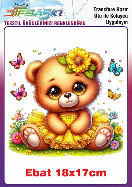 Sevimli Ayıcık Ütü ile Yapışan Tekstil Baskısı