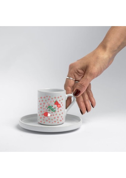 Kişiye Özel Çilek Tasarımlı Ikili Türk Kahve Fincanı Seti – Hediyelik Çiftli Fincan fiyatları