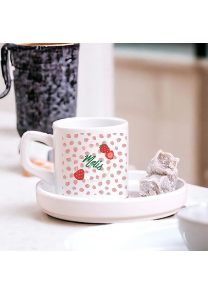 Kişiye Özel Çilek Tasarımlı Ikili Türk Kahve Fincanı Seti – Hediyelik Çiftli Fincan modelleri