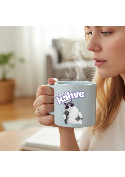 Önce Kahve -Kedi Baskılı Porselen Kupa-D Kulplu Kupa-Motto-Hediye fırsatları