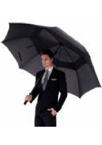 Çift Katmanlı Siyah EL-15M Protokol Şemsiyesi, Dayanıklı ve Şık Koruma Sağlar