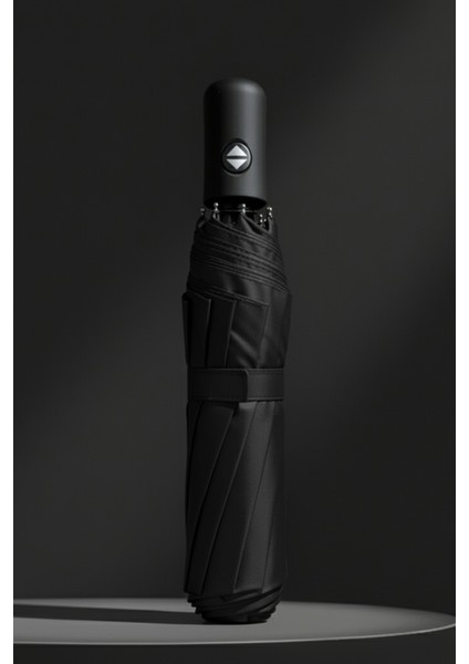 Siyah Renk Otomatik Fiber Tel Rüzgar Dayanıklı Sağlam Şemsiye