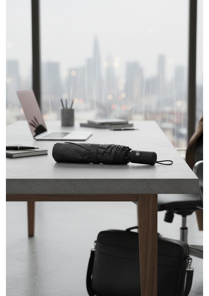 Siyah Renk Otomatik Fiber Tel Rüzgar Dayanıklı Sağlam Şemsiye indirimleri