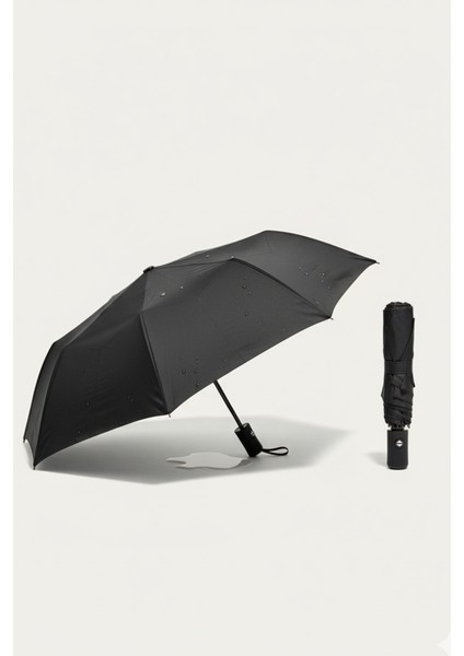 Siyah Renk Otomatik Fiber Tel Rüzgar Dayanıklı Sağlam Şemsiye