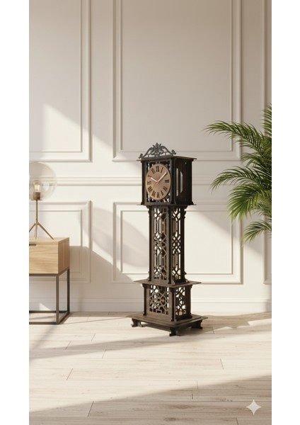 Kişiye Özel Isim Yazılı Ahşap Büyük Boy Yer Saati Modern Salon&ofis Dekoratif Köşe Saati | 100X30CM fiyatları