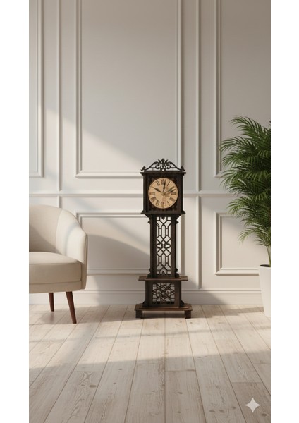 Kişiye Özel Isim Yazılı Ahşap Büyük Boy Yer Saati Modern Salon&ofis Dekoratif Köşe Saati | 100X30CM modelleri