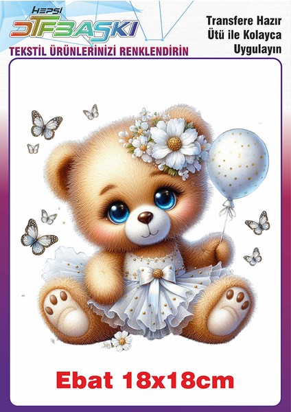 Sevimli Ayıcık Ütü ile Yapışan Tekstil Baskısı