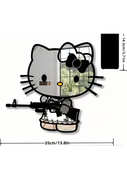 Karikatür Anime Temalı Dekoratif Ayna Kendinden Yapışkanlı 35X14,5 cm (Etekli) modelleri