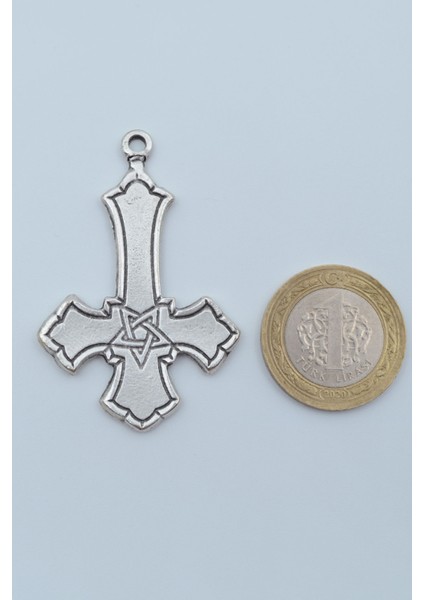 Ters Haç - Davut Yıldızı Gümüş Kaplama Deri İp Kolye fırsatları