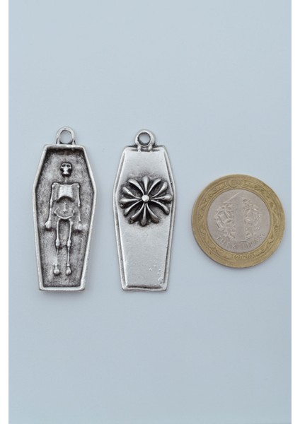 Tabut - İskelet Gümüş Kaplama Deri İp Kolye fırsatları