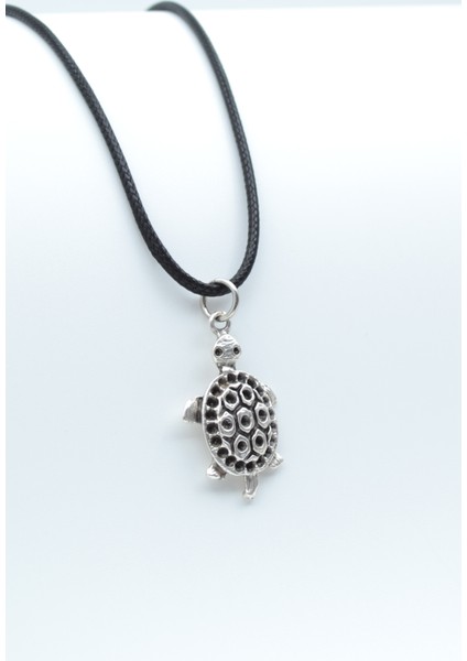 Kaplumbağ Gümüş Kaplama Deri İp Kolye