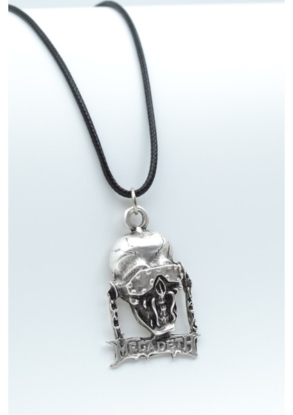 Megadeth Gümüş Kaplama Deri İp Kolye