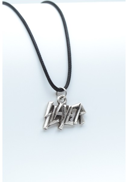 Slayer Gümüş Kaplama Deri İp Kolye