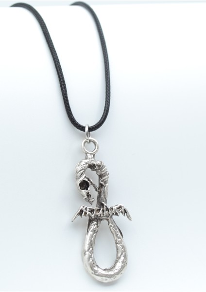 Metallica Gümüş Kaplama Deri İp Kolye