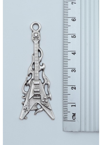 Ateşli Elektro Gitar Gümüş Kaplama Deri İp Kolye modelleri