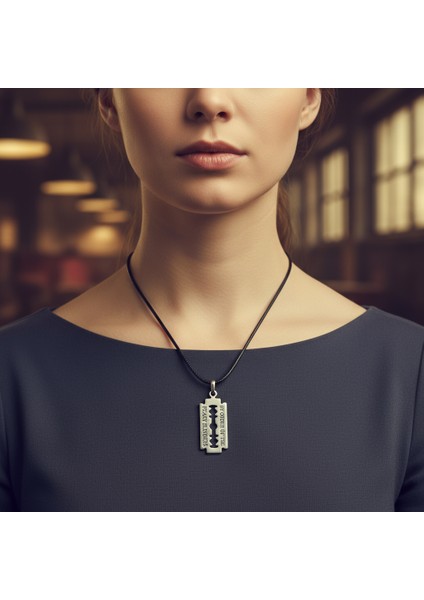 Peaky Blınders Jilet Gümüş Kaplama Deri İp Kolye