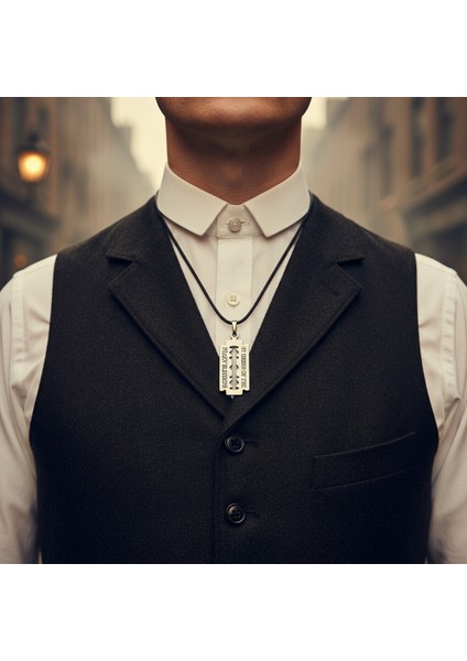 Peaky Blınders Jilet Gümüş Kaplama Deri İp Kolye fiyatları