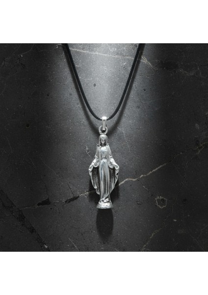 Meryem Ana Gümüş Kaplama Deri İp Kolye modelleri