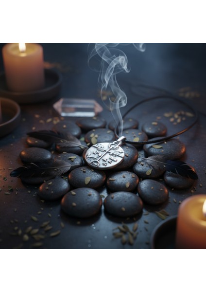 Türk Kam - Şaman Davulu Gümüş Kaplama Deri İp Kolye indirimleri