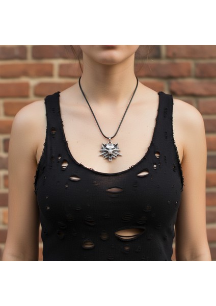 Asi Witcher 3 Gümüş Kaplama Deri İp Kolye modelleri