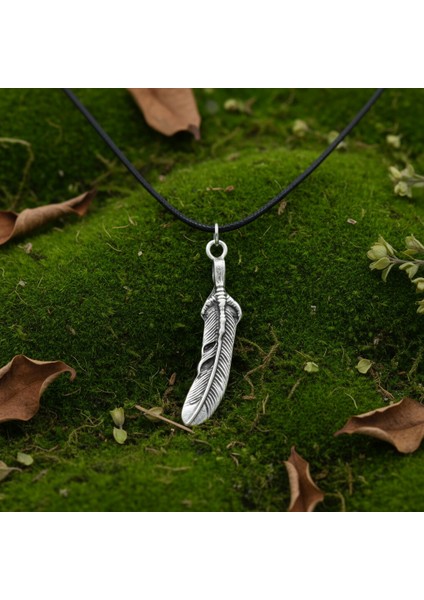 Kartal Pençesi - Kuş Tüyü Gümüş Kaplama Deri İp Kolye modelleri