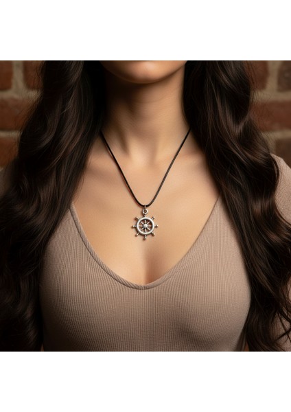 Dümen Gümüş Kaplama Deri İp Kolye