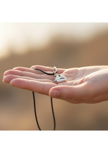 Minimal Yelkenli Gümüş Kaplama Deri İp Kolye fırsatları