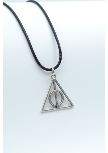 Harry Potter Ölüm Yadigarları Üçgen Gümüş Kaplama Deri İp Kolye