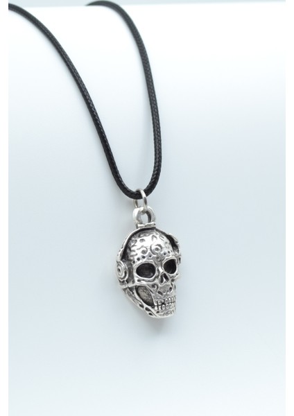 Dj Kuru Kafa Gümüş Kaplama Deri İp Kolye