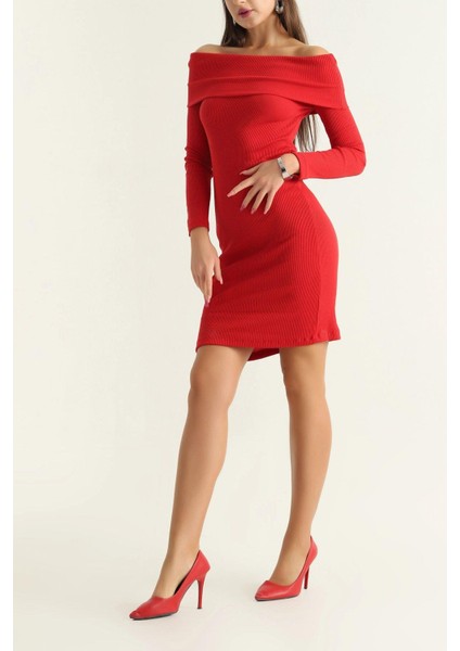 Madonna Yaka Fitilli Elbise Kırmızı fiyatları
