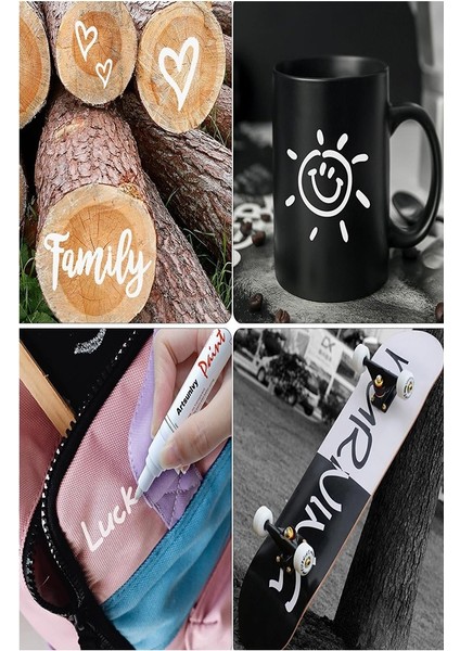 Keçeli Beyaz Kalem 1 Adet Kalıcı Marker Kalem Yağ Bazlı Cam Metal Seramik Ahşap Lastik Plastik Taş Yüzey indirimleri