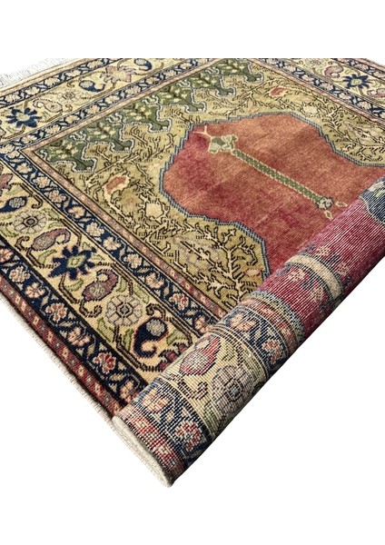 El Dokuma Eskitme Bünyan Halısı Seccade 100X145 Kiremit Namazlık Yün Kiremit fırsatları