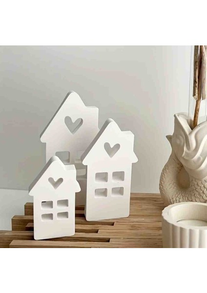 Kalp Evler 3 Lü Dekoratif Ev Aksesuari, Dekoratif Hediyelik Yeni Yil Hediyesi,yeni Ev Hediyesi Noel Hediyesi, Doğum Gunu Hediyesi