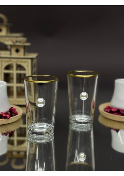 Altın Yaldızlı Beyaz Inci Detaylı Kahve Yanı Bardak 2’li fırsatları