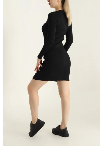 Fitilli Likralı Elbise Siyah modelleri