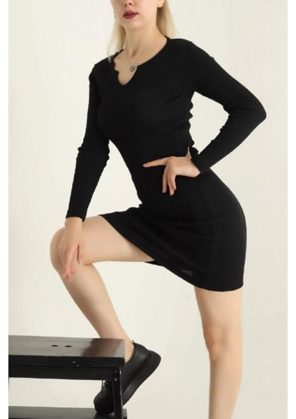 Fitilli Likralı Elbise Siyah fırsatları