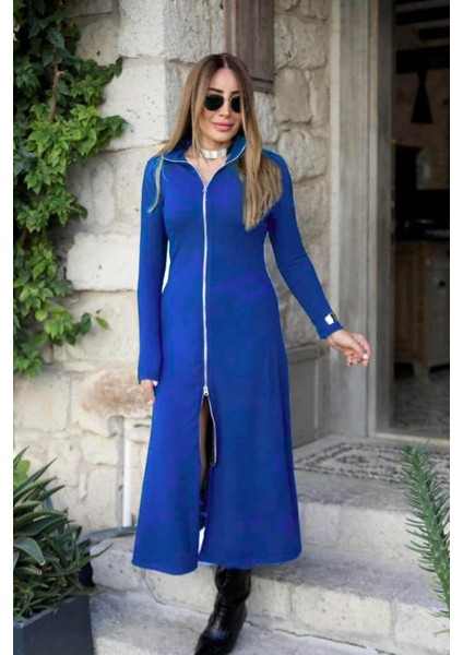 Önden Fermuarlı Ithal Krep Elbise - Saks fiyatları