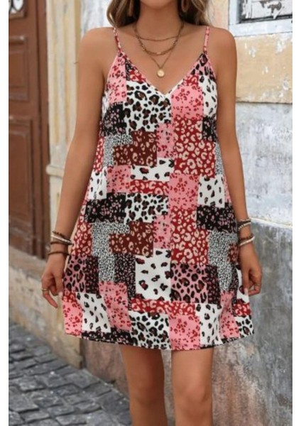 Ip Askılı V Yaka Süprem Elbise - Pembe fiyatları