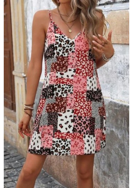 Ip Askılı V Yaka Süprem Elbise - Pembe modelleri