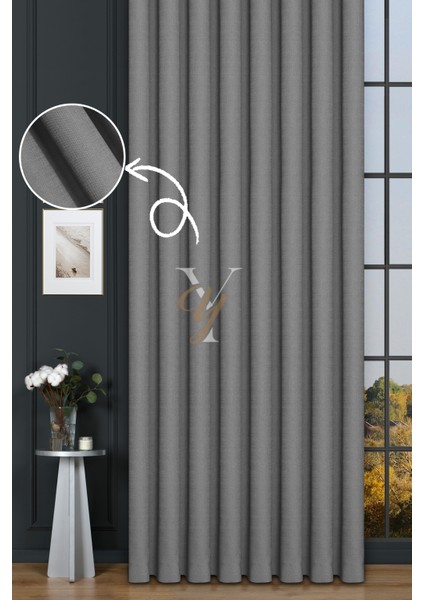 Keten Fon Perde V-4016 Silver