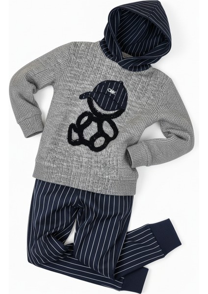 Erkek Çocuk Kapüşonlu Sweatshirt + Çizgili Pantolon Takım fırsatları
