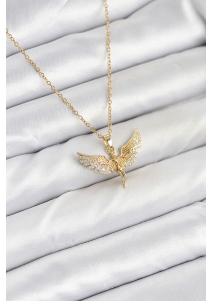 316L Çelik Zincir Gold Renk Melek Model Kadın Kolye