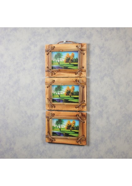 El Yapımı Doğal Ahşap 3’lü Bambu Bamboo Fotoğraf Çerçevesi Dekoratif Ev Ofis Hediyesi Duvar Süsü - 3 fiyatları