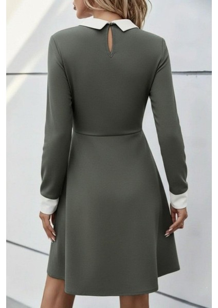 Düğmeli Yaka ve Kol Detaylı Kısa Modal Elbise - Yeşil fiyatları