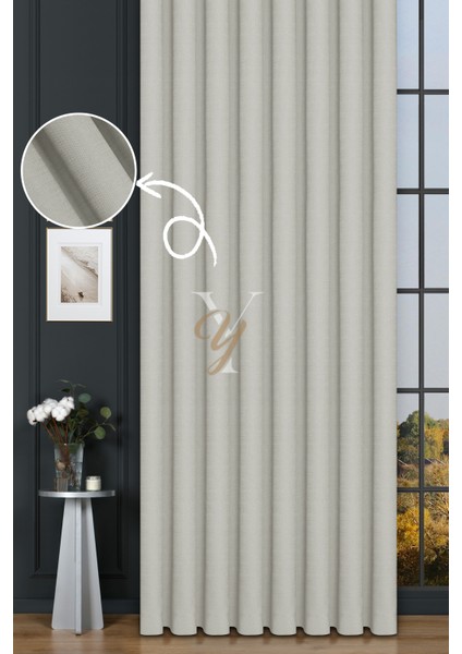 Keten Fon Perde V-4001 Ekru